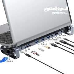  4 Hub محول متعدد المنافذ 10 في 1 دونغل المحمولة 4K HDMI PD 100 واط USB 3.0 جيجابت إيثرنت RJ45 محطة الإ