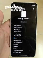  3 هاتف samsung A35 5G لون فضي مساحة 128 رام 6 مستعمل سنة وحده فقط الجهاز ولا خدش ولا بشكي من شي 100%