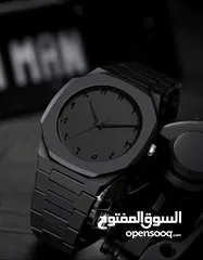  1 ساعة يد رجالية فاخرة باللون الأسود المطفي الكامل-تصميم انيق و عصري- افضل جودة و اقل سعر.
