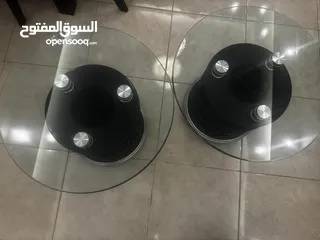  3 اثاث غرفه الضيوف( طقم طاولات زجاج واحده كبيره + اثنتين جانبيه )زجاج مقوى فاخر