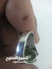 7 خاتم فضة 925 منقوش حجر الفيروز الأخضر التفاحي الطبيعي القياس 28 الوزن 9غرام حجر الفيروز نيشابوري