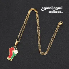  3 Stainless Steel Palestine Map Pendant Necklace