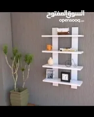  8 رفوف خشب شاشه ومطبخ وحمام وديكور حائط وستاند مكياج وجلاتين وغيره