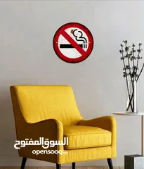  2 شاخصة معدنيه تحذير  معلقه منع التدخين بالمكان  بشكل انتيك ملفت  التعليق بالحائط