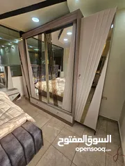  8 غرفة نوم ماستر جديده بتصميم مميز خشب لاتيه تخت جكات مع فضية وبنش إضافي