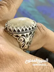  3 خاتم فضه مشغول يدوي حجر مرجان ‏ ‏طبيعي
