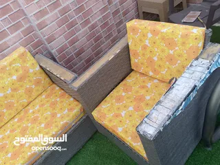  3 كنب حديقة راتان