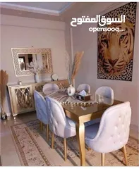  28 سفره مودرن للبيع في منها الوان وموديلات كتير السفره 6 كراسي مقاسها 160*80 خشب تقيل زان  القماش قطيفه