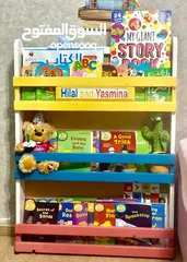  2 مكتبات قصص ستاند كتب خشب اطفال