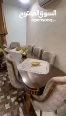  7 طاولة طعام 8 كراسي خشب زان بحالة الوكالة تفصيل