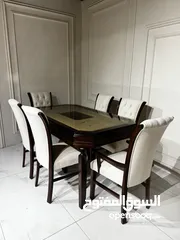  5 طاولة سفرة خشب زان ولاتية تنجيد كابتونية كامل
