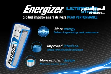  5 بطاريات ليثيوم قياس AAA انرجايزر  كفاءة عالية جدا وعمر طويل Energizer ULTIMATE 1.5V AAA