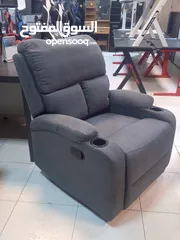  1 Recliner Single Sofa Grey color Fabric