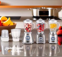  6 خلاط مع مطحنة وفرامة من B National وعاء من الزجاج 1.5 لتر مع مطحنة جافة واحدة وفرامة واحدة