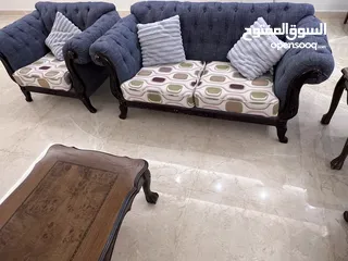  5 طقم كنب خشب زان 100٪؜ .. لون اسود .. جودة عالية ..