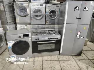 1 بكج عرسان لون سلفر غسالة نوع نشونل ديلوكس 7 كيلو انفيرتر حديثه غاز ايطالي 7 مفتيح بشتغل فوق وتحت مع
