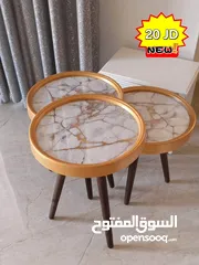  15 طاولات سرفيس 3D  زجاج حجم الكبير قطر 40سم نظام تركي  متوفر الوان  3 قطع