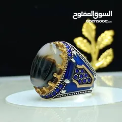  3 خواتم فضه وعقيق يمني اصلي