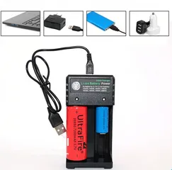  1 Battery Charger 18650 18500 26650 2 Slots شاحن بطاريات ليثيوم يعمل عن طريق USB