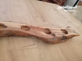  1 شمعدان جذع شجره مع مزهريات نحاس عدد 2 انتيكات وتحف