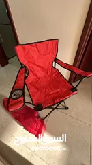  3 كرسي تخييم احمر جديد -"Red camping chair, new."