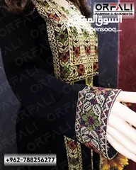  2 عباية اورفلي موديل رقم 1 عباية ستاتي لون اسود تطريز ناعم