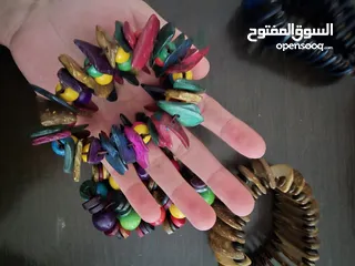  6 اساور خشبية ملونة جديدة