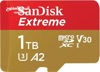  1 بطاقة ذاكرة سانديسك اكستريم حجم 1 تيرابايت للكاميرات والموبايلات وغيره SanDisk Extreme UHS-I U3 micr