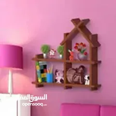  1 Handmade Wooden Wall Shelf – House Shape Design / رف خشبي يدوي بشكل بيت