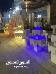  4 نوافير حجرية ابيض قطر 1متر البحرة  مع حوضين بالوسط مع الوصلات شامل التركيب والتشغيل