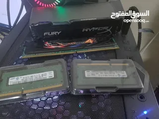  6 رامات ddr3  لابتوب و بي سي جيمينج و ddr4 بي سي  جيمينج التفاصيل الباقية بالوصف