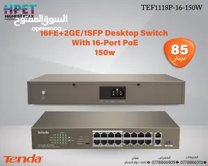  1 Tenda TEF1118P-16-150W محول 16FE+2GE/1SFP مزود بـ 16 منفذ PoE