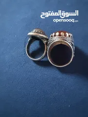  5 خاتم فضه اصلي وحجر مرتب