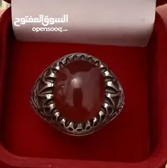  1 بيع خاتم فضة عقيق أحمر يماني
