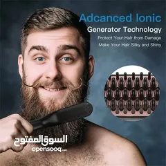  8 مشط اللحيه الحراري فرشاه شعر الراس و اللحية فرشاة مشك حراري تمليس لحية مع زيت مقوي الشعر