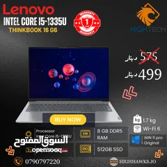  1 LENOVO G6 THINKBOOK CORE I5-1335U-8GBRAM-512GB SSD-16.0" FHD IPS-WIN 11PRO LAPTOP