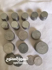  21 عملات معدنية مختلفة من دول مختلفة عربية و عالمية