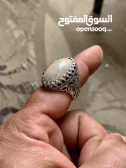  5 خاتم فضه مشغول يدوي حجر مرجان ‏ ‏طبيعي