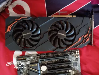  1 كرت شاشة GTX1070ti مع حبتين رام كلو شغال