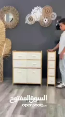  4 خزانة البامبو العصرية 6 ادراج قماشية مثالية لتنظيم المناشف، الملابس، الألعاب، أو أي أغراض أخرى.