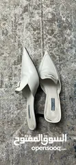  4 Prada White Mules (Pointed Toe, Kitten Heel, Size 39.5)