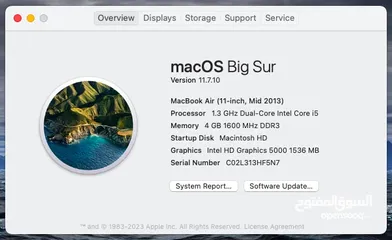  5 بحالة ممتازة MacBook Air 11 inch Mid 2013