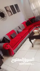  1 طقم ونص كنب تفصيل قماش تركي خشب سويد