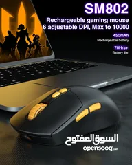  5 SOLAKAKA SM802 RGB Tri-Mode Gaming Mouse ماوس لاسلكي جيمنغ