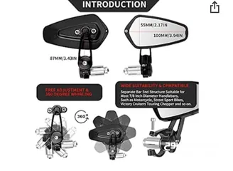  3 motorcycle handlebar mirrors 360  مرايا