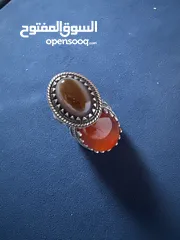  4 خاتم فضه اصلي وحجر مرتب