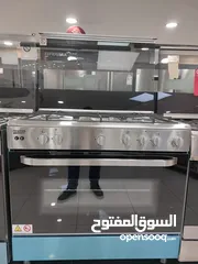  2 فرن غاز نيوتن 90 سم ستانلس مروحتين لتوزيع الحرارة فرن واسع 130 لتر فل سيفتي عين تيربو مناصب سكب
