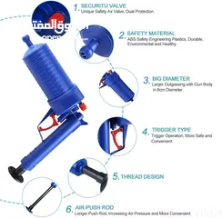  4 جهاز قاذف ضغط هواء قوي  لفتح انسداد المجاري الصحيه