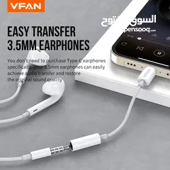  6 تحويله كيبل صوتيات   Type-C VFan L08 Adapter Audio Aux