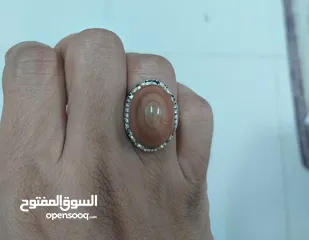  6 خاتم عقيق سليماني يمني طبيعي بفضة يمنية natural sulaimani agate ring